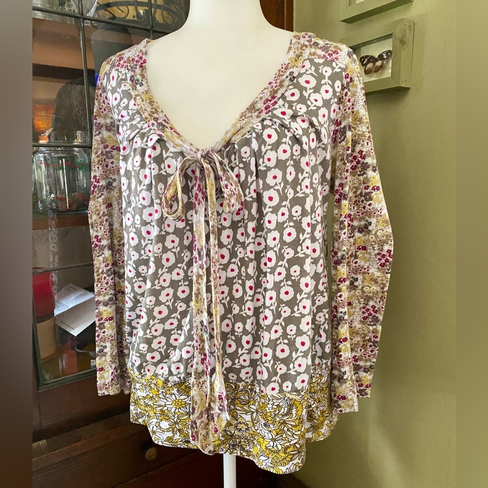 Anthropologie Language 3/4 Sleeve Cotton Tunic Size L